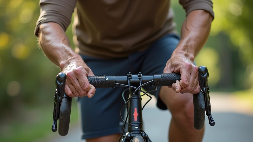 Cyklista používá ruční tlakometr na pneumatiku kola